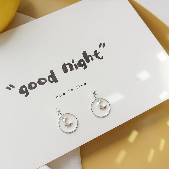 NEW 925 Sterling Silver Moon Circle Earrings - Picture 5 of 7